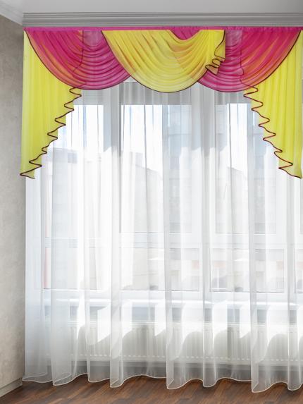 Ламбрекен Лето желто-малиновый 200*110 см
